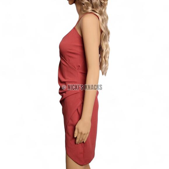 Mind Code Y2K Wrap Mini Dress Rose Red Asymmetrical Bodycon Night Out Size L - Picture 4 of 9